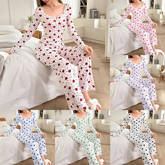 Love Print Pajamas Love Long Sleeve Pants Set