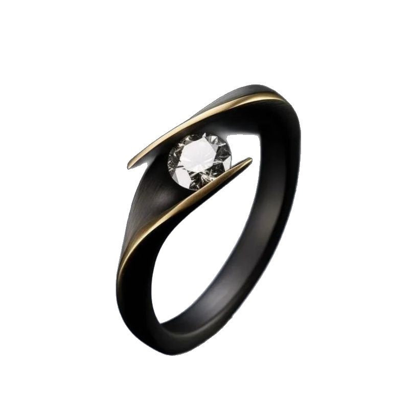 Female Minimalist Retro Creative Diamond Studded Ring