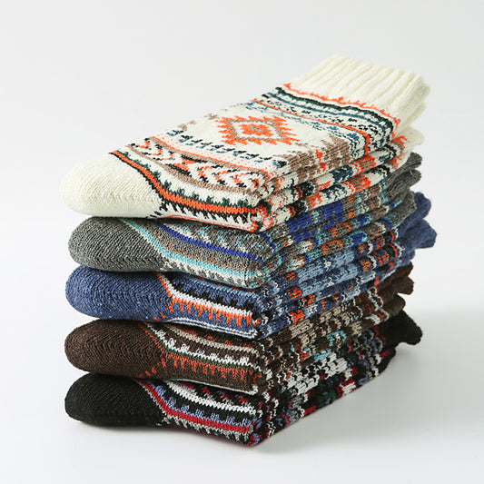 Retro Large Square Wool Socks