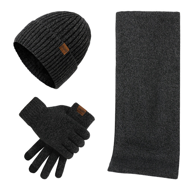 Thermal Knitting Hat Scarf And Gloves Three-piece Set