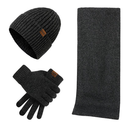 Thermal Knitting Hat Scarf And Gloves Three-piece Set