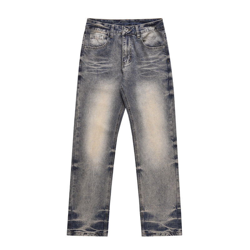 High Street Washed Yellow Mud Dyed Loose Straight Jeans