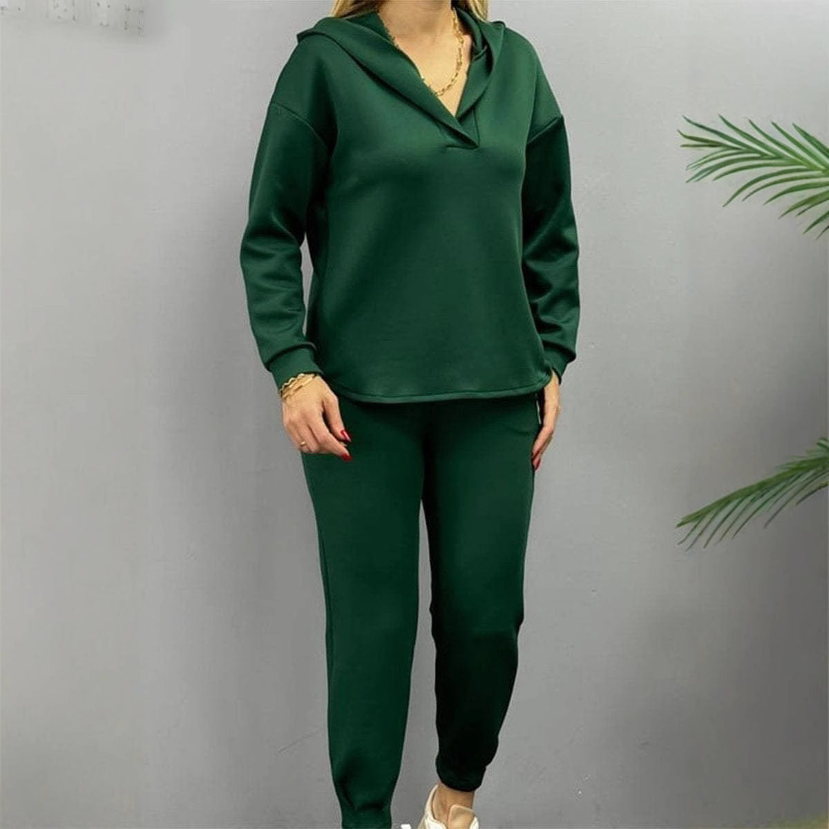 Commuting Casual Hooded Sweatshirt And Pants Two-piece Set