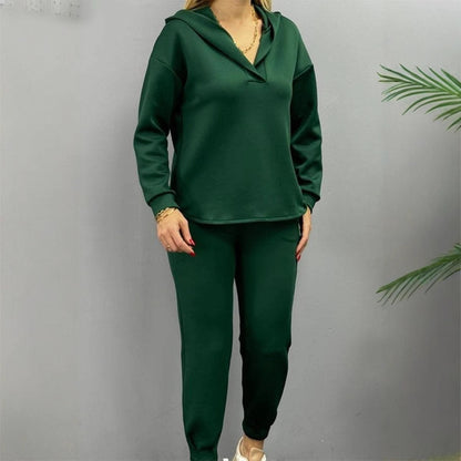 Commuting Casual Hooded Sweatshirt And Pants Two-piece Set