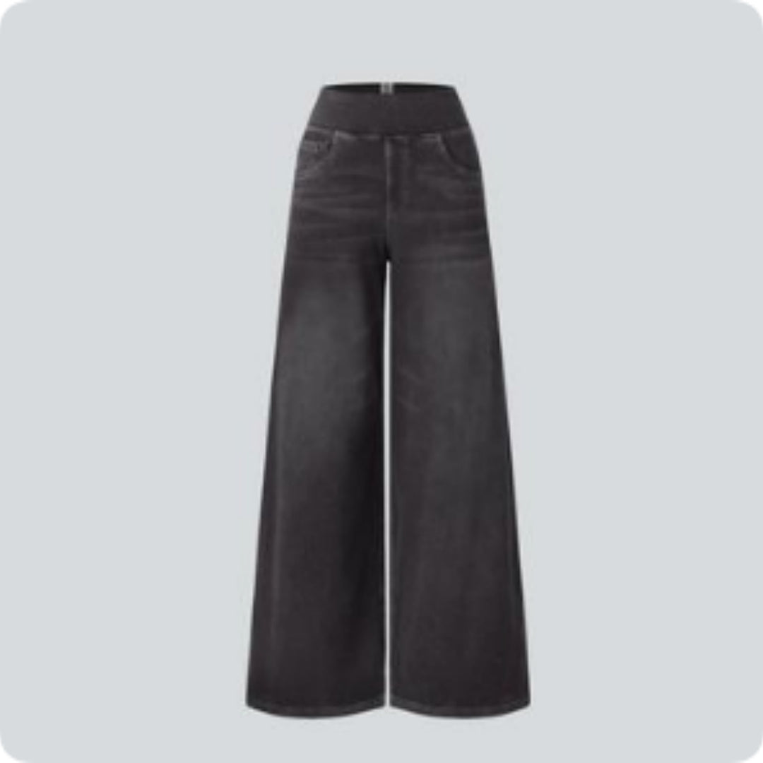 High-waisted Jeans Women Vintage Wash Loose Wide-leg Pants