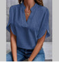 Women's Summer Chiffon V-Neck Shirt - Short Sleeve