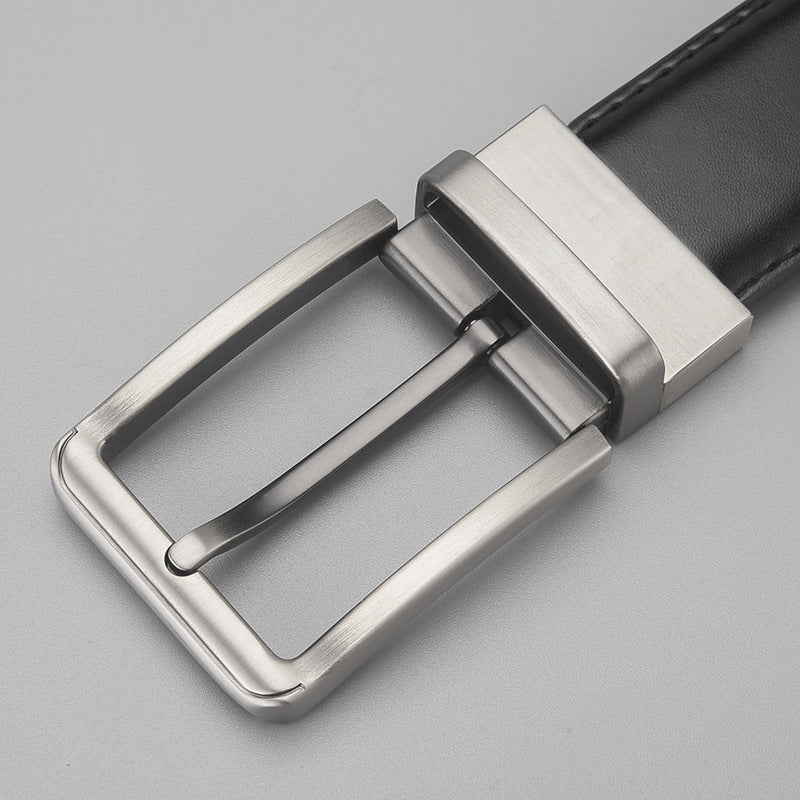 Gentleman Business Style Men's Leather Business Rotation Pin Buckle Belt