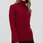 Women's High-neck Cable Knit Wool Sweater