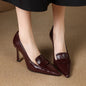 Pointed-toe Authentic Leather Pumps Women's Stiletto Heels