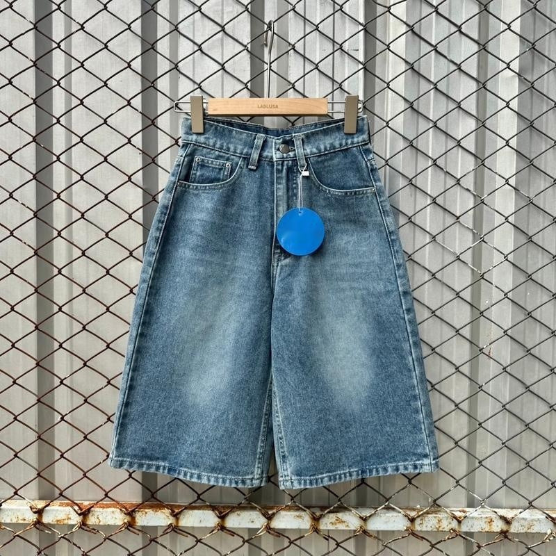 American Retro Washed Loose Design Fifth Pants Men