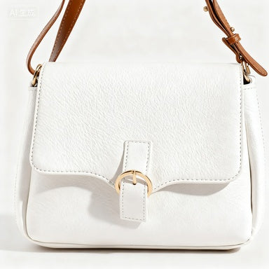 Women's Plain White Crossbody Bag - Minimalist Style