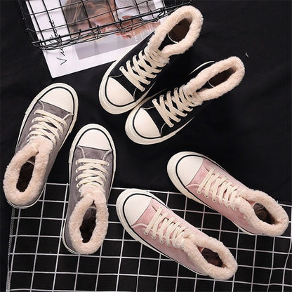 Canvas Shoes Women's Plush Cotton-padded Warm-keeping Cotton Shoes