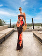 Lady's Sexy Strapless Slim-fit Printed Maxi Dress