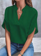 Women's Summer Chiffon V-Neck Shirt - Short Sleeve