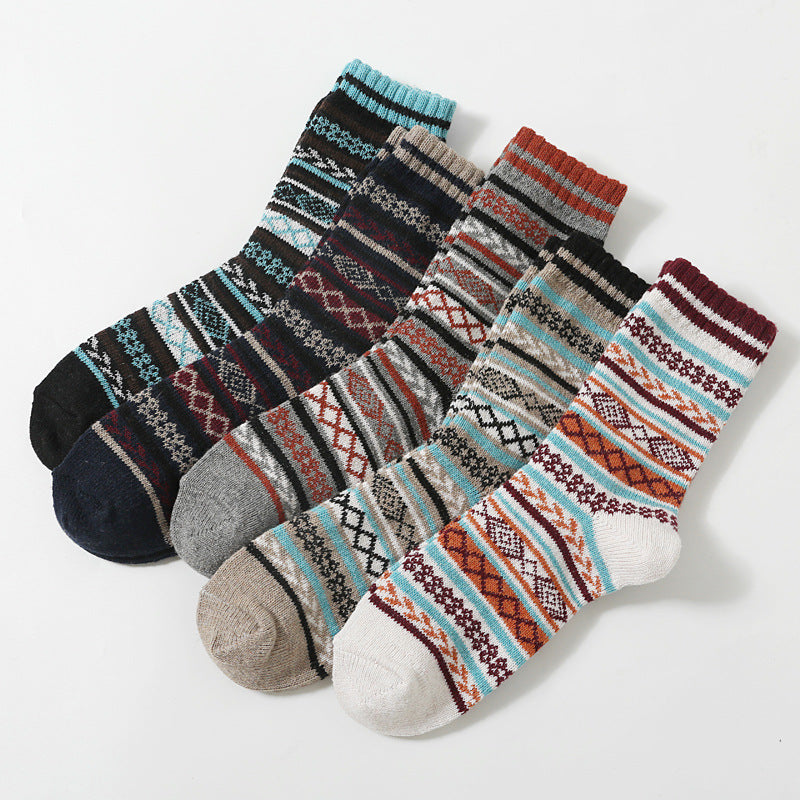 Retro Large Square Wool Socks