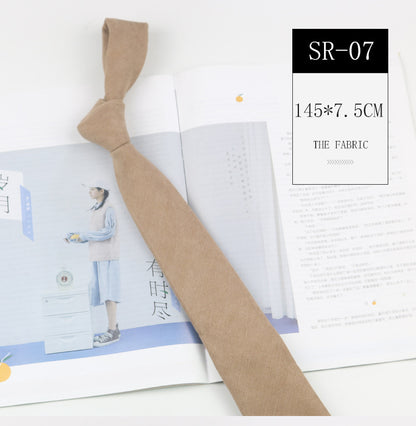 Korean Style Casual Suede Pure Color Artistic Shirt Macaron Color 7cm Hand Tie