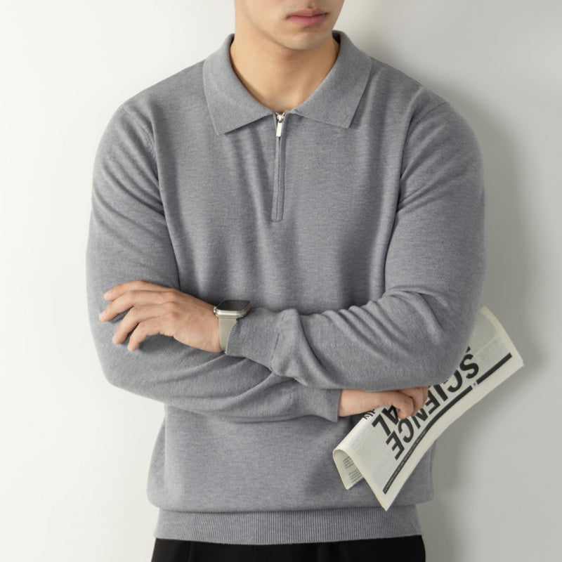 Men's Business Half-Zip Polo Collar Knitted Sweater