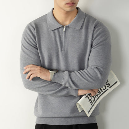 Men's Business Half-Zip Polo Collar Knitted Sweater