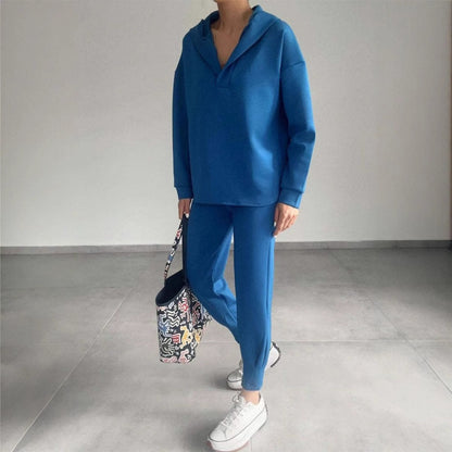 Commuting Casual Hooded Sweatshirt And Pants Two-piece Set