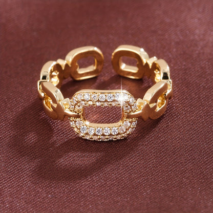 Chain Buckle Square Adjustable Ring For Women