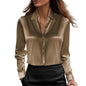 Autumn Fashion Temperament Solid Color Lapel Long Sleeve Shirt Women's Clothing
