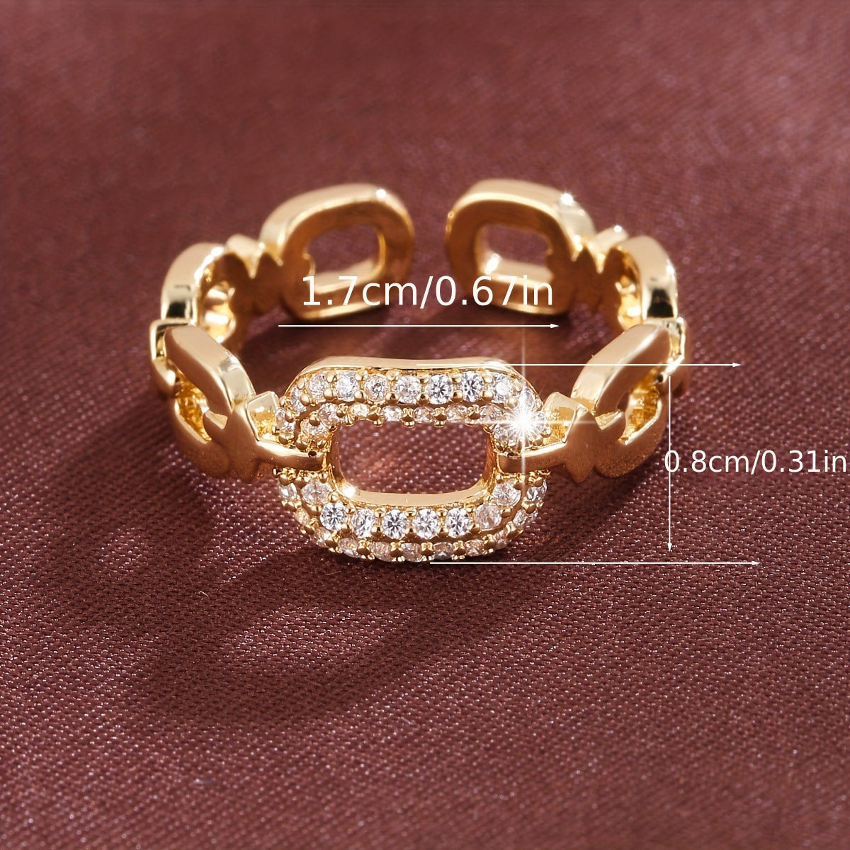 Chain Buckle Square Adjustable Ring For Women