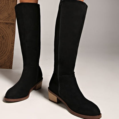 Slimming Suede Boots Women's Side Zipper Stiletto Heel Long Fashion