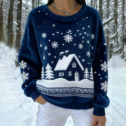 3D Digital Print Pattern Christmas Women's Flannel Sweatshirt