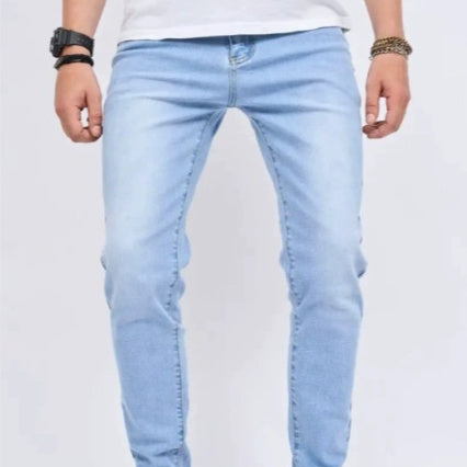 Men's Jeans Stretch Slim-fit Light Blue Skinny Men's Trousers