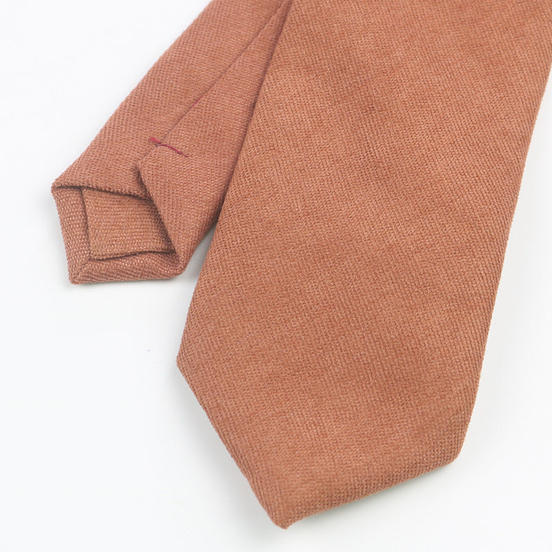 Korean Style Casual Suede Pure Color Artistic Shirt Macaron Color 7cm Hand Tie