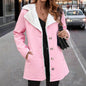 Women's Solid Color Plush Lapel Mid-length Coat