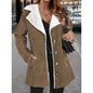 Women's Solid Color Plush Lapel Mid-length Coat