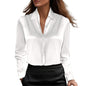 Autumn Fashion Temperament Solid Color Lapel Long Sleeve Shirt Women's Clothing