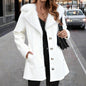 Women's Solid Color Plush Lapel Mid-length Coat