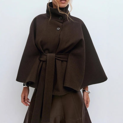 Women's Solid Color Stand-collar Trench Coat