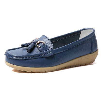 Women's Two-Layer Calf Leather Slip-On Shoes