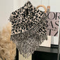 Warm And Stylish Leopard Fringe Scarf Shawl Two-in-one