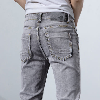 Straight Elastic Trend Versatile Retro Nostalgic Jeans For Men