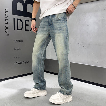 Men's Loose Elastic Casual Light Blue Jeans