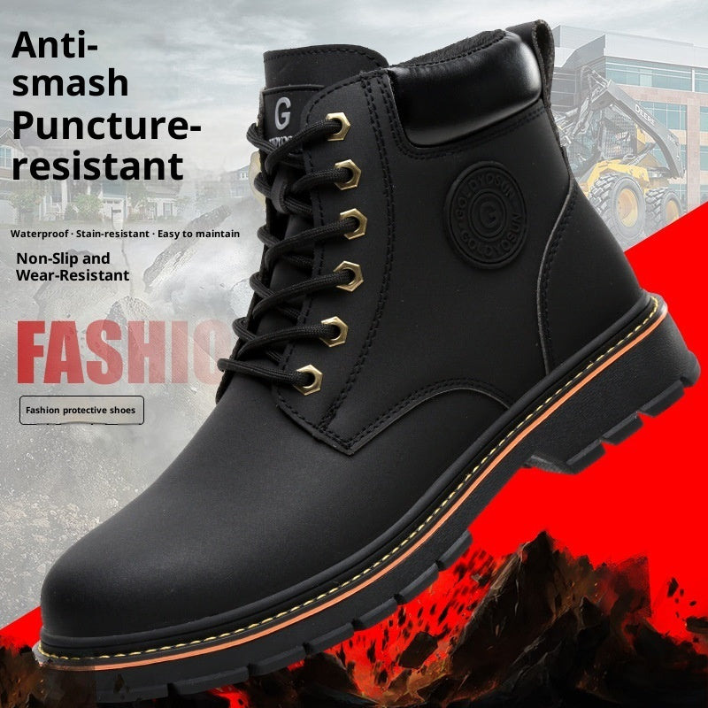 New Mid-top Steel Toe Cap Safety Protective Footwear Anti-smashing And Anti-penetration Antiskid Shoe