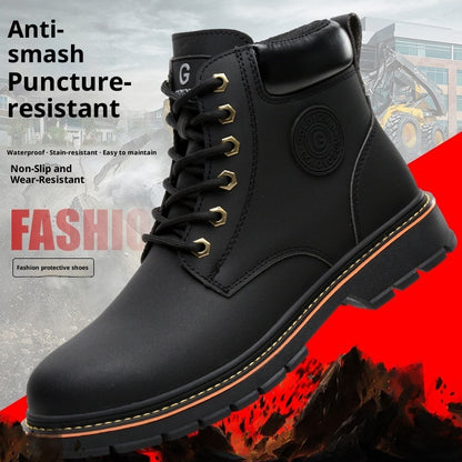 New Mid-top Steel Toe Cap Safety Protective Footwear Anti-smashing And Anti-penetration Antiskid Shoe