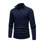 Men's Knitwear Half Zipped Stand Collar Striped Sweater