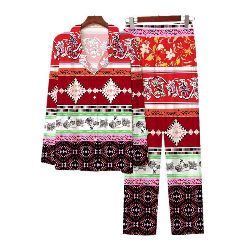 European And American Style 3D Digital Printed Button-up Shirt Comfortable Pajama Pants