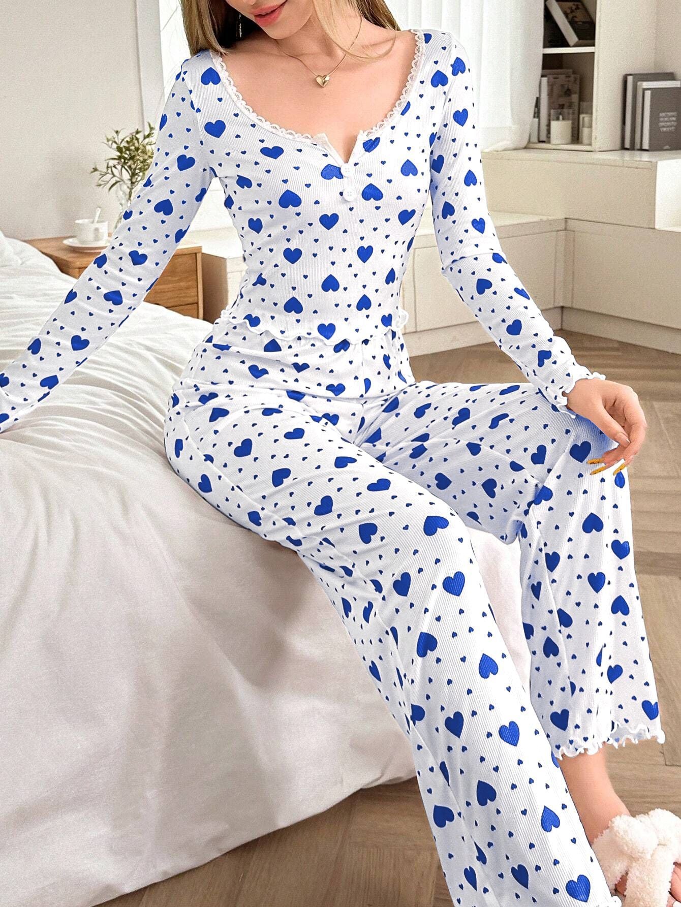 Love Print Pajamas Love Long Sleeve Pants Set