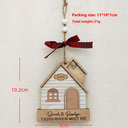 House Christmas Tree Decoration Festival Gift Wooden Pendant