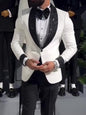 White Tuxedo Jacket With Black Sequin Lapel