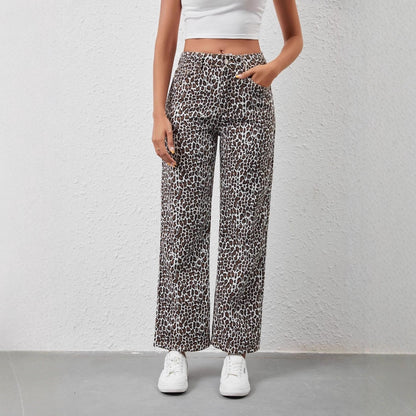 Women's Loose Leopard Print Jeans