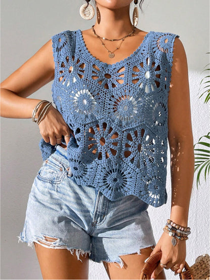 Women's V-neck Bohemian Hollow Crochet Sleeveless Vest