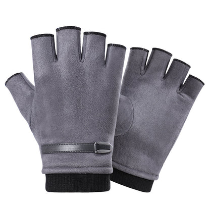 Half Finger Gloves Suede Leaking Finger Sports Outdoor Riding