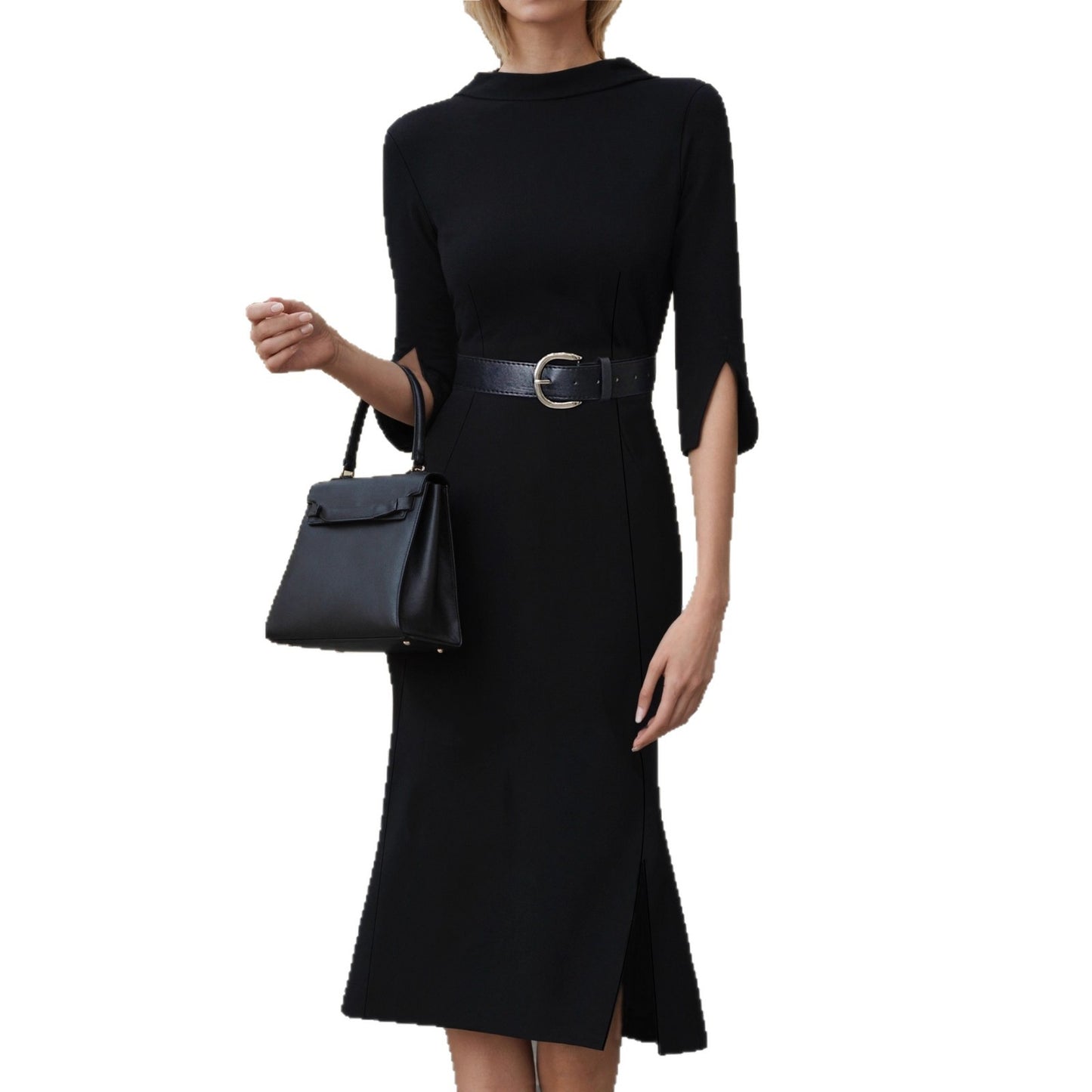 European And American Elegant Mid-waist Commuting Waist-tucking Professional Women's Dress